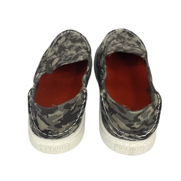 Sperry Top Siders Salty Washable Shoes Camo Green Tan Size 7 - Picture 3 of 7